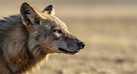 Fototapeta premium Close Up Detailed Image of Dire Wolf Head Dusty Plains