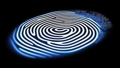 fingerprint on blue background