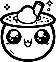 Cartoon Bubble Tea Character with Playful Cheeks and Big Eyes