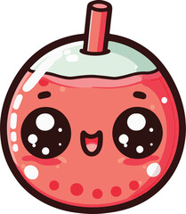 Cartoon Bubble Tea Character with Playful Cheeks and Big Eyes