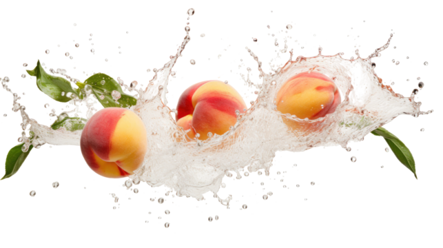 Peaches Falling on transparent background