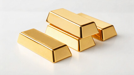 Gleaming Gold Bars Stacked Neatly on Elegant White Surface for Financial Investment