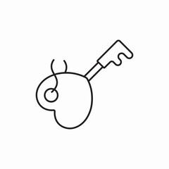 Heart shaped key unlock icon vector sign