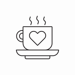 Hot love coffee cup icon vector sign