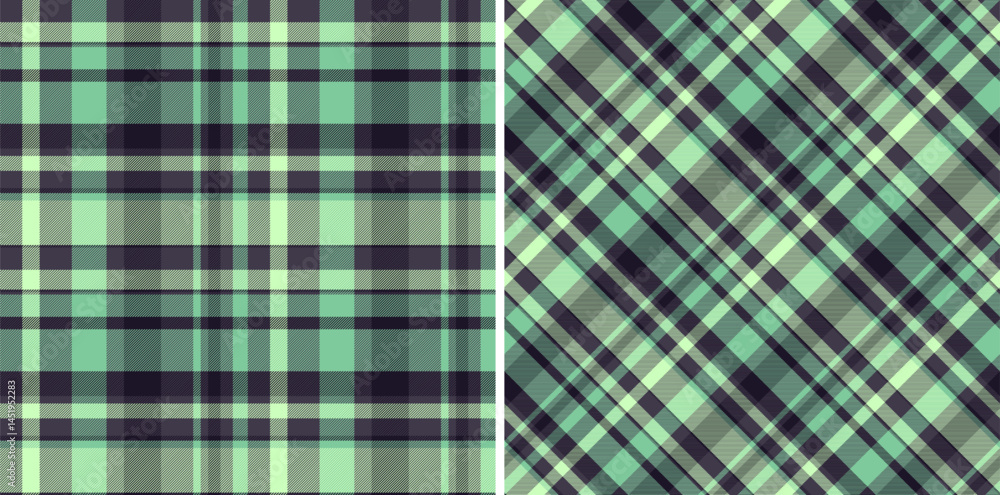 Poster harmonious plaid patterns in two variations, vertical and diagonal. ideal for textile designs, backg