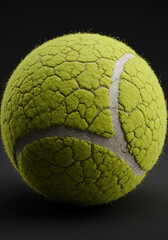 Cracked tennis ball