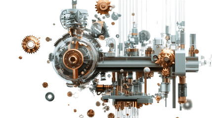 Floating low-impact manufacturing process optimizer, isolated, PNG format, transparent background. Varient 4