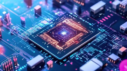 High tech circuit board processor detail