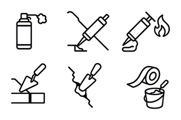 Construction and repair line icons set &ndash; handyman, diy, maintenance essentials