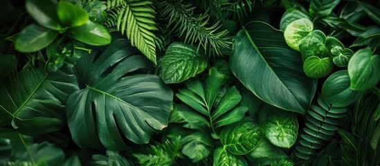 Lush tropical foliage wall backdrop