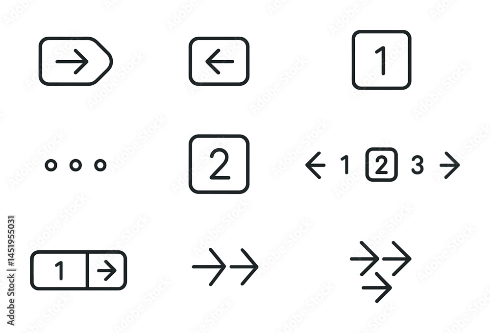 Aufkleber navigation and direction icons set – outline, linear, arrows and wayfinding symbols