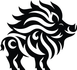 Fototapeta premium Boar Emblem Silhouette