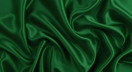 Obraz premium Emerald Green Satin Fabric with Soft Drapes for Elegant Background