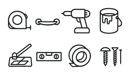 Obraz premium Home improvement line icons set – diy, repair, construction