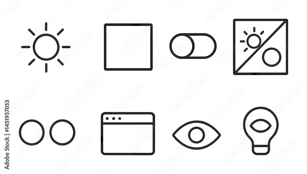 Poster minimalist line icons set – simple, outline, modern interface design symbols