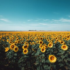Obraz premium Sunflowers Field Summer Landscape