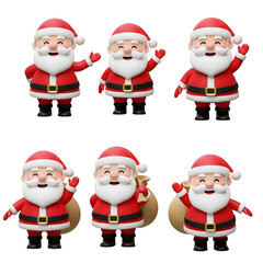 Santa Claus 3D Collection on White Background