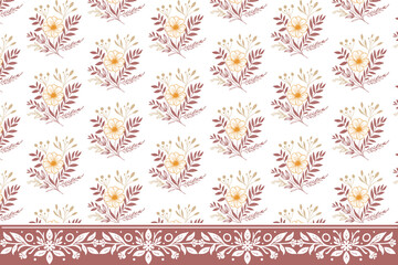 one line textile repeat. seamless embroidery design. border floral artwork. hand drawn pattern sketch. outline botanical texture. modern petal style

