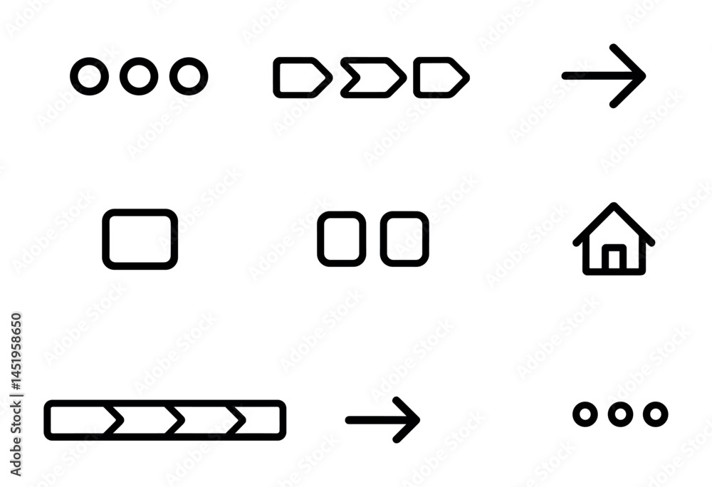 Aufkleber navigation line icons set – arrows, direction, linear symbols for mapping