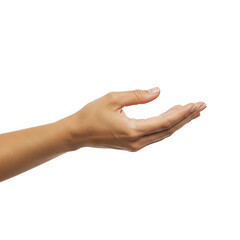 Open palm hand gesture on transparent background PNG Generative AI