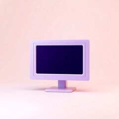 Minimalist purple desktop monitor on pastel background