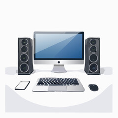 Fototapeta premium computer monitor with mouse and keyboard