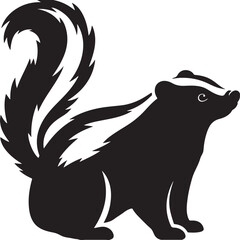 skunk silhouette line art vector illustration