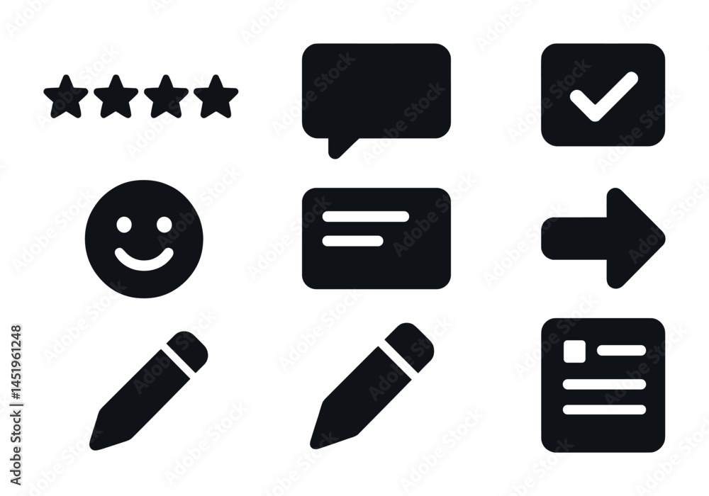 Poster user interface solid icons set – flat, filled, ui and ux design symbols