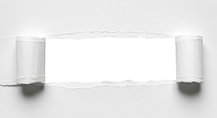 Ripped Paper Showing Opening on White Surface