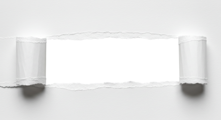 Ripped Paper Showing Opening on White Surface