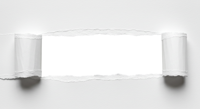 Ripped Paper Showing Opening on White Surface