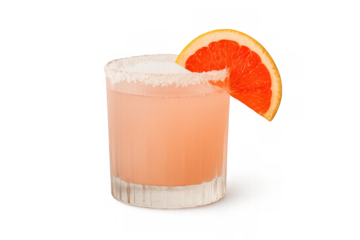 Grapefruit Paloma Cocktail: A refreshing grapefruit Paloma cocktail garnished with a juicy grapefruit slice and a salted rim. The vibrant pink hue and icy chill are visually appealing.