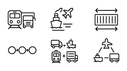 Transportation and logistics line icons set – outline, shipping and delivery symbols