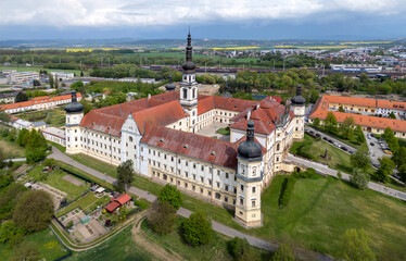 Aerial View of Hradisko Monastery (Klaster Hradisko) in Olomouc, Czechia