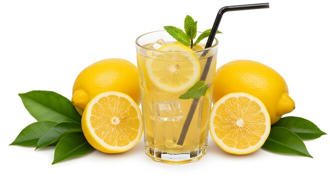 Lemonade with Lemons and Mint Leaves