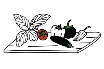 Basil Vegetable Vector Illustration on White Background

