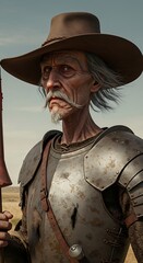 Obraz premium Weathered Warrior: A 3D Render of Grit and Dust AI Generated