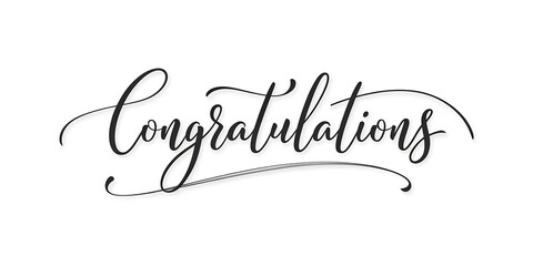 Elegant Congratulations message design perfect for cards stylish script calligraphy with a subtle drop shadow effect on