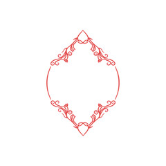 Antique Red Ornamental Frame. Floral Border for Stationery and Prin