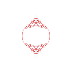 Classic Floral Frame for Wedding Invitations. Vintage Red Ornament
