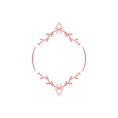 Classic Floral Frame for Wedding Invitations. Vintage Red Ornament