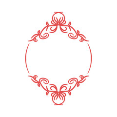 Classic Floral Frame for Wedding Invitations. Vintage Red Ornament