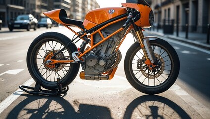 Photorealistic image of a racing bike in an industrial setting
