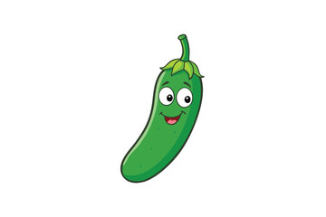 Jalapeño Pepper Vegetable Vector Illustration Isolated on White Background

