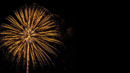 Generative AI illustration about fireworks in the night sky. Suitable for presentation background 