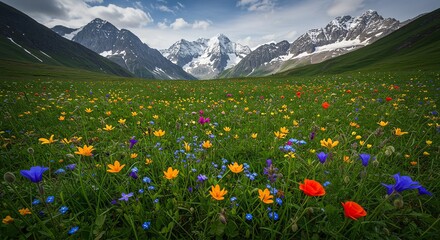 Fototapeta premium Mountain Meadow with Wildflowers