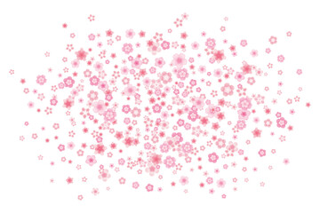 Vector blossom greeting card background with pink cherry or sakura flowers in flat style