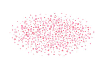 Vector blossom greeting card background with pink cherry or sakura flowers in flat style