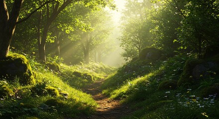 Forest Path with Sunlight