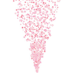 Vector blossom fountain with pink cherry or sakura flowers in flat style